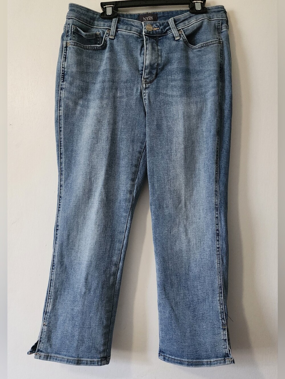 NYDJ Lift Tuck Technology Womens Light Wash Cropped Straight Jeans Size 8